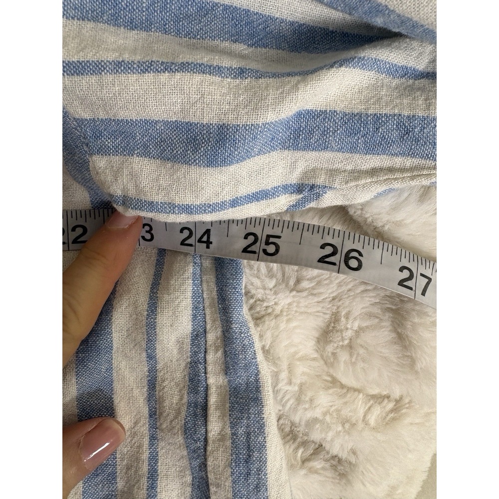 Vintage Abercrombie &‎ Fitch Top  Womens  Size L Blue Striped Linen  Oversized - Picture 6 of 10